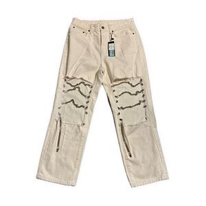 carmar LF New hermia white chain jeans Denim High Rise Capri Crop 27 $278
